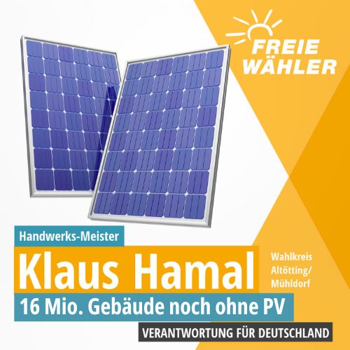 16 Mio. Gebäude sind in Deutschland noch ohne PV - Freie Wähler Klaus Hamal